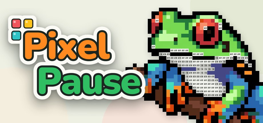 Pixel Pause: a red-eyed tree frog in pixel art, partly painted, its pale belly still numbered cells